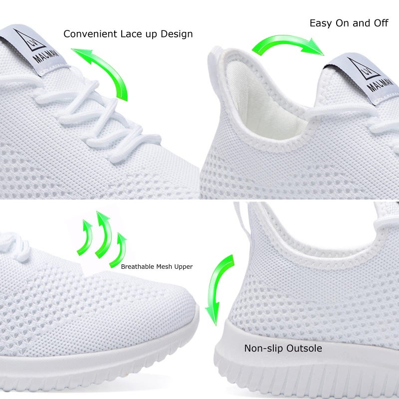 VAMJAM Men's Running Shoes Ultra Lightweight Breathable Walking Shoes Non Slip Athletic Fashion Sneakers Mesh Workout Casual Sports Shoes White Size 10.5 - Image 3